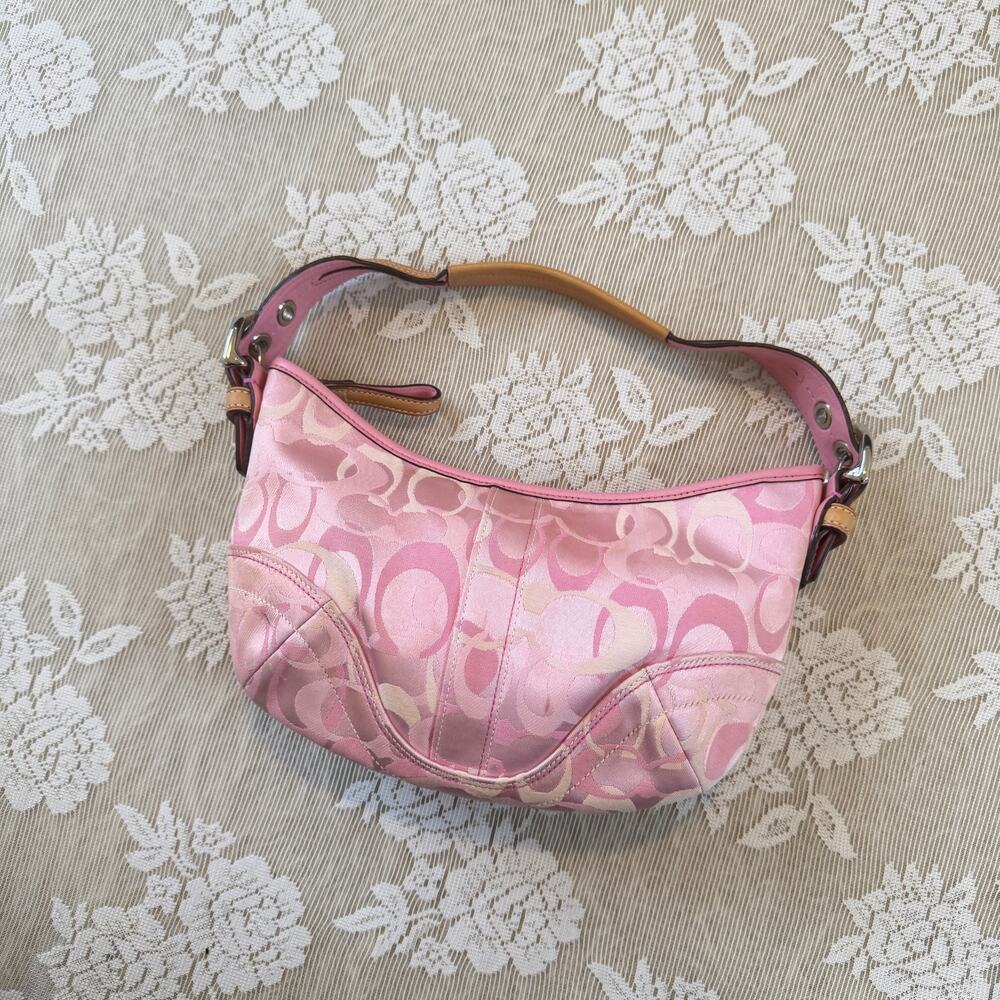 Coach Optic Pink Signature Hobo Shoulder Bag